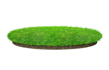 Abstract green grass texture for background. Circle green grass pattern isolated on a white...