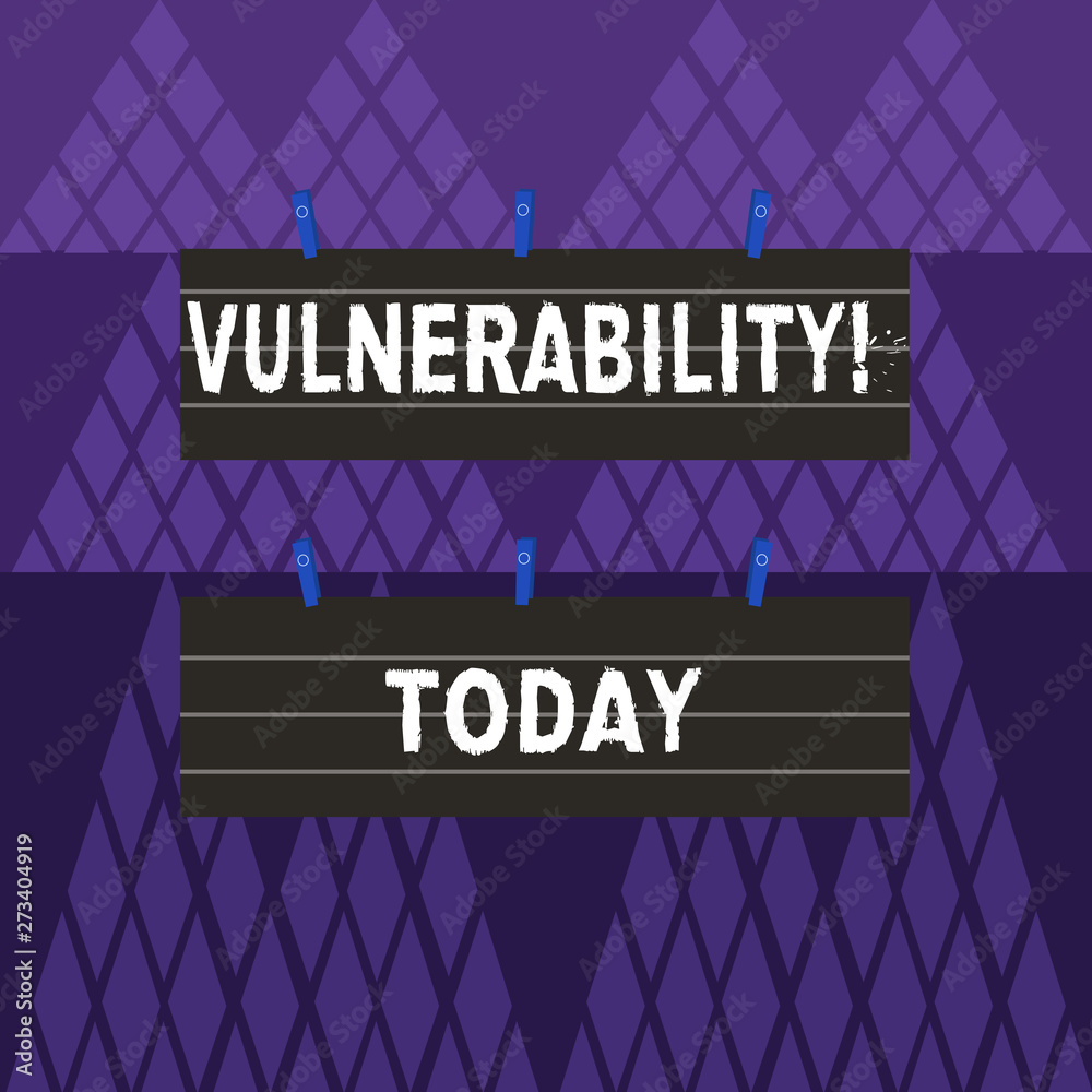 Poster text sign showing vulnerability. business photo showcasing information susceptibility systems bug ex