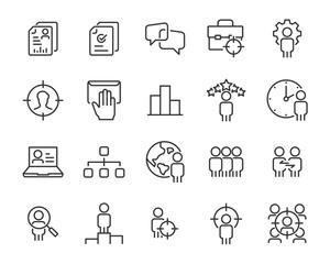set of work icons, such as job, skill, performance, people, search