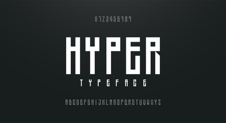 Condensed high, tall simple font alphabet typeface. Modern Alphabet Fonts. Typography urban style letters and numbers. vector illustration