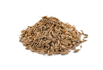 caraway seeds on white background