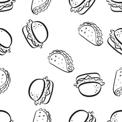 Doodle Vector Food Seamlesss Pattern