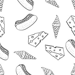 Doodle Vector Food Seamlesss Pattern