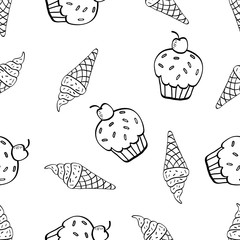 Doodle Vector Food Seamlesss Pattern