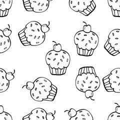 Doodle Vector Food Seamlesss Pattern