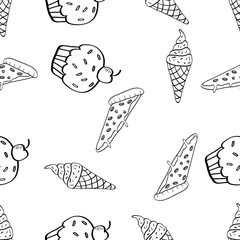 Doodle Vector Food Seamlesss Pattern
