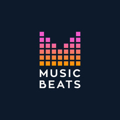 electro music beat vector logo design