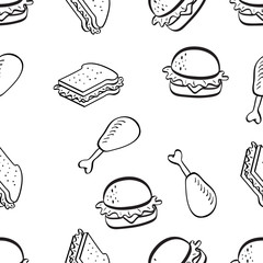 Doodle Vector Food Seamlesss Pattern