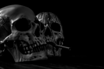 skull and crossbones on black background