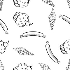 Doodle Vector Food Seamlesss Pattern