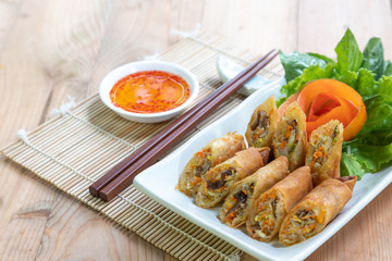 fried chicken with vegetables