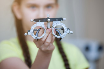 Ophthalmologist test glasses frame.