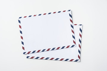 Top view of post envelope on white background