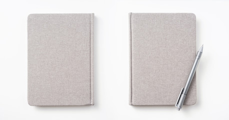 fabric hardcover notebook isolated on white background