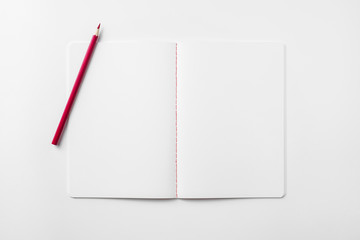 red notebook isolated on white background