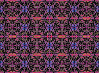 Ornament from blue lines on a pink background