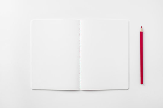 red notebook isolated on white background