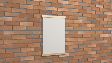 Blank white poster in frame on the wall