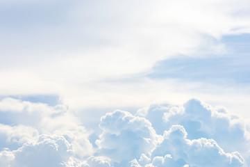 The beauty of the sky with clouds and the sun in summer.