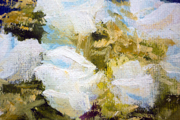 Abstract modern painting. Painting painted with a palette knife on canvas with oil paints in a large stroke.