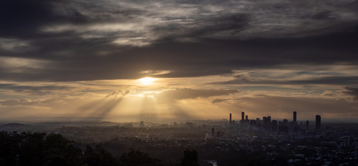 Cityscape Sunrise with Dramatic Sky