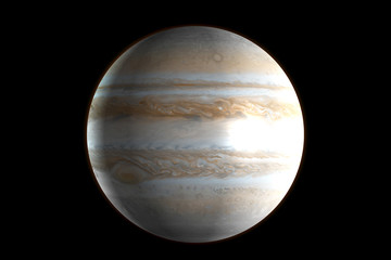 Planet Jupiter in the outer space. 3D Rendering