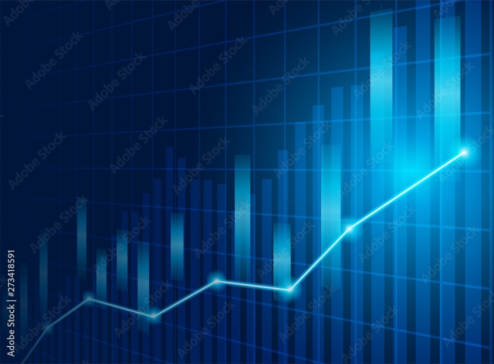 Wall mural stock market. candle stick graph chart of stock market investment trading. stock market data. bullis