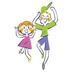 嬉しいな！ジャンプする子ども　イラスト