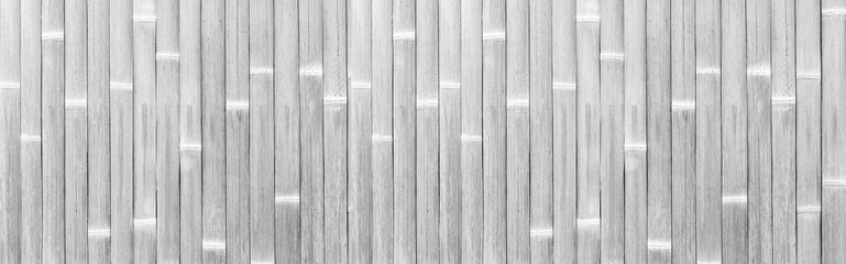 Panorama of White bamboo fence texture and seamless background
