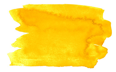 Watercolor background of trendy colors of Vibrant Yellow with sharp borders and divorces. Watercolor brush stains. With copy space for text.