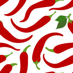 Chilli seamless pattern. Hot pepper. Spicy taste. Red vegetable. Paprika. Hand drawn doodle vector sketch. Healthy food. Vegetarian product. Jalapeno sauce. Mexican, Georgian or Caucasian menu