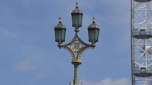 A close up view of a street lamp.