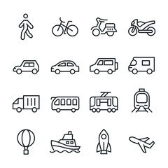 Transportation and Traffic - Line Icons Set