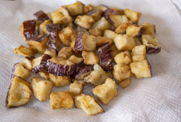 chopped fried eggplants