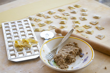 ingredients to prepare handmade ravioli