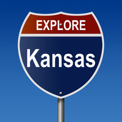 Road sign for Explore Kansas