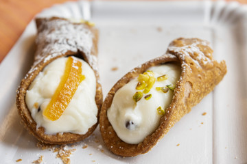 sicilian cannoli with ricotta cream