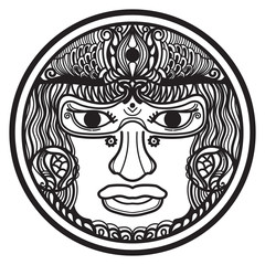 Abstract mandala Inca Maya civilizations graphic design decorative elements isolated on white color background for ancient geometric concepts