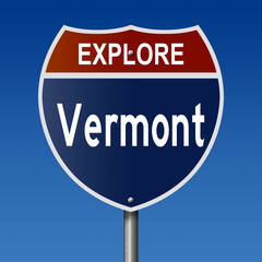 Road sign for Explore Vermont
