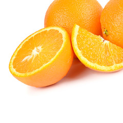 Fresh orange isolated on white background. Free space for text.