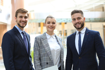 Fototapeta premium group of successful business people on the background of the office.