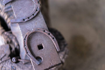 Horseshoe designed to protect a horse's hoof from wear and regarded a protective talisman in some cultures.