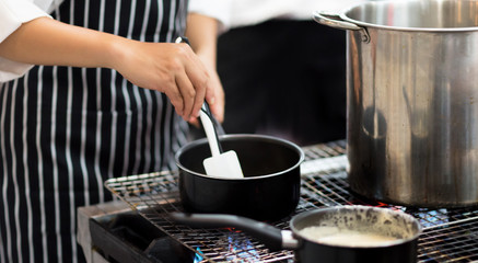 Chef cooking food in the kitchen, Chef preparing food