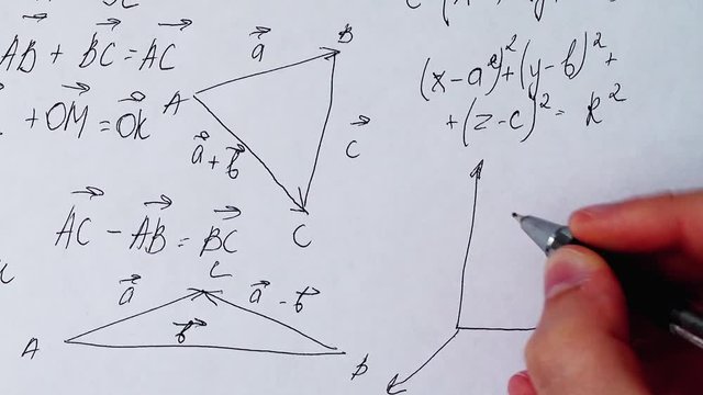 Writing of mathematical formulas on paper.	Work of the mathematician.