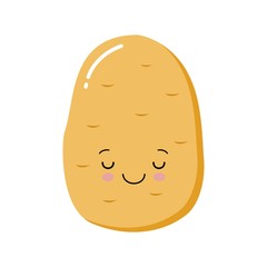 Cute happy smiling funny potato. Vector flat cartoon character illustration icon design.