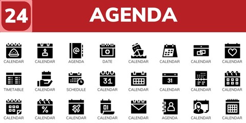agenda icon set
