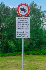 Riding forbidden sign in a polder