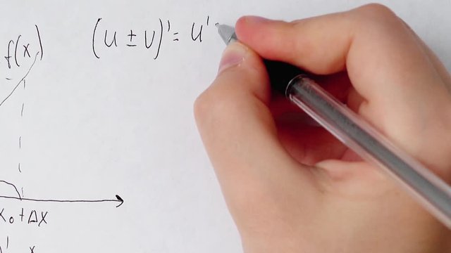 Writing of mathematical formulas on paper.	Work of the mathematician.
