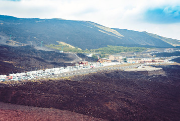 Lava on Mount Etna, active volcano on the east coast of Sicily, Italy.