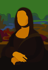Stylized Painting Mona Lisa in Paper craft .Masterpiece of art- Vector